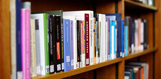 A row of books within a book case