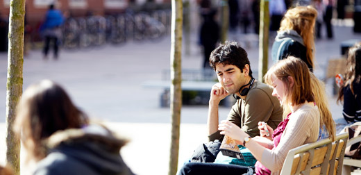 Friends meeting on campus