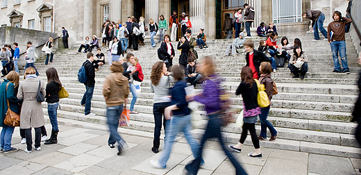Students on the Parkinson steps