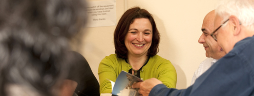 Academic staff chatting