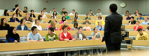 Students learning in a lecture theatre 