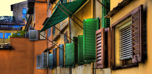 Shuttered windows in the city of florence
