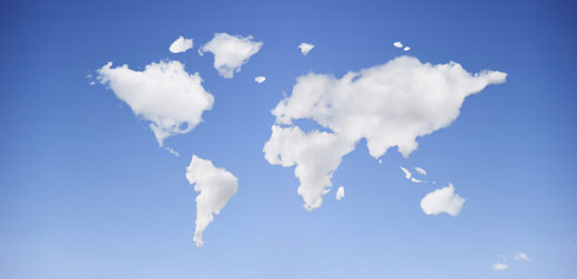 Clouds in the shape of the world map