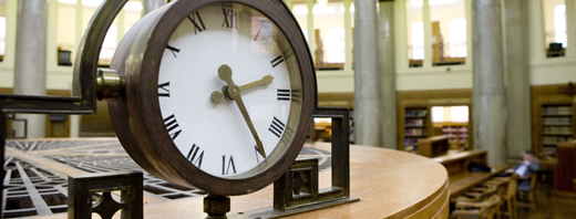 Historic clock in the brotherton library