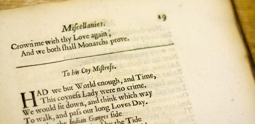 a page of ”To his Coy Mistress” by Andrew Marvell