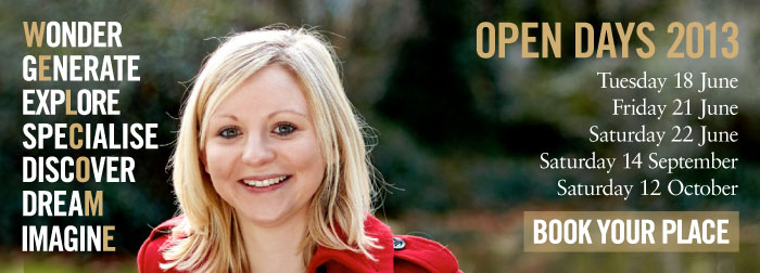Open day banner with dates