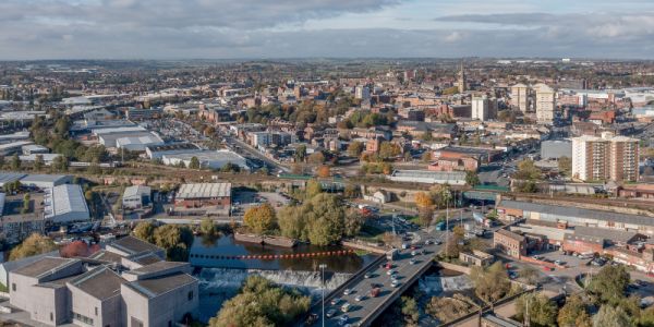 Aerial view of the city of Wakefield