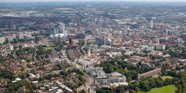 Aerial shot of Leeds city