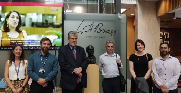 Prof Paul Monks, Chief Scientific Advisor to Department for Energy Security and Net Zero with representatives of University of Leeds