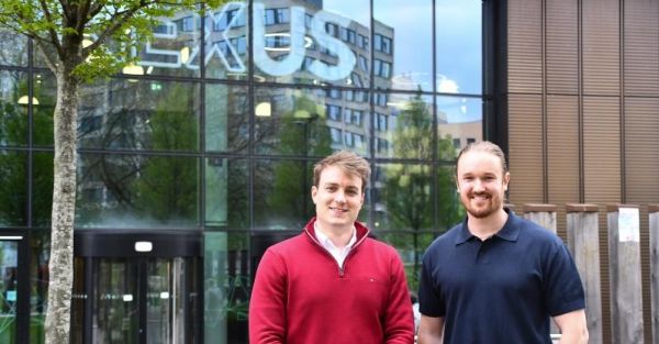 Lyndon Timings-Thompson and James McBride are pictured outside Nexus on the University of Leeds campus