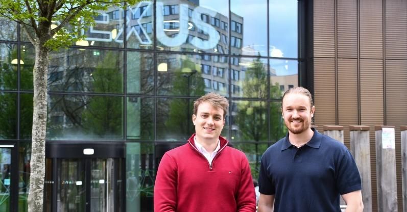 Lyndon Timings-Thompson and James McBride are pictured outside Nexus on the University of Leeds campus