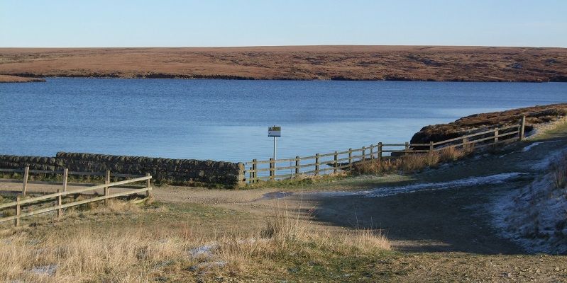 Chew Reservoir, fed by blanket peat moorland, Peak District, northern England