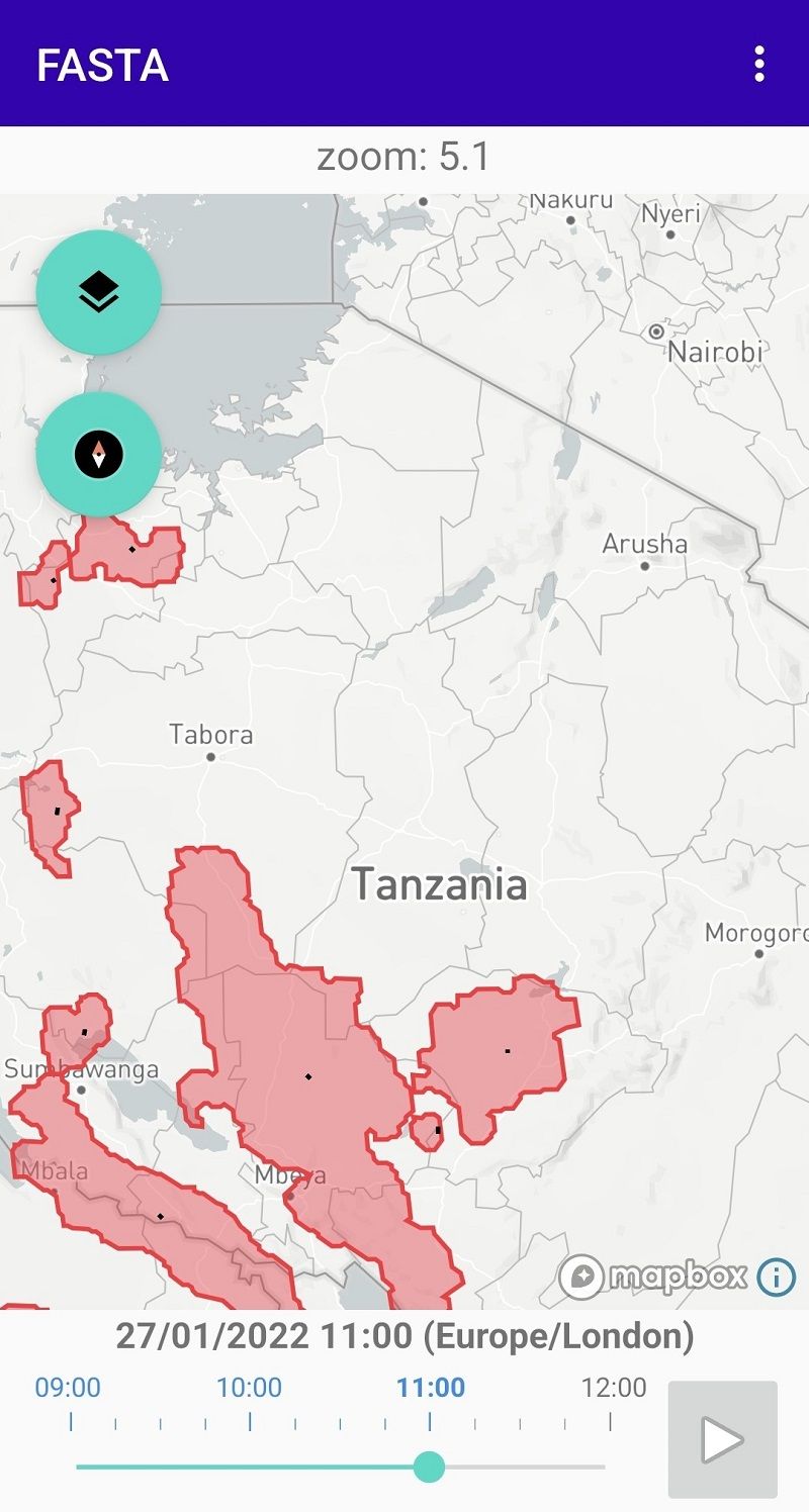 Map showing location of storm activity