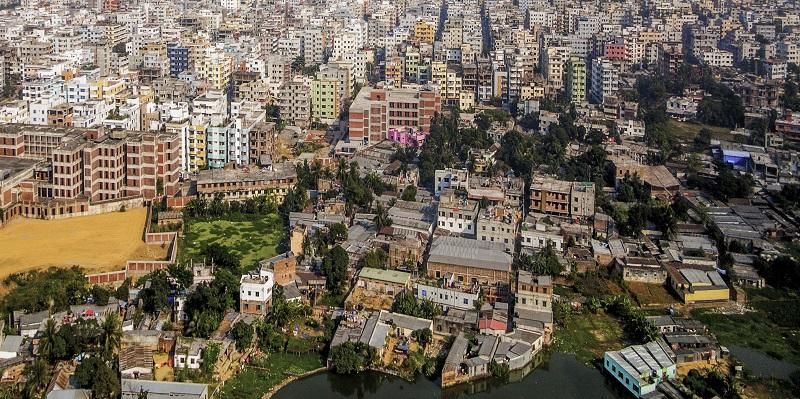 The skyline over Dhaka, Bangladesh