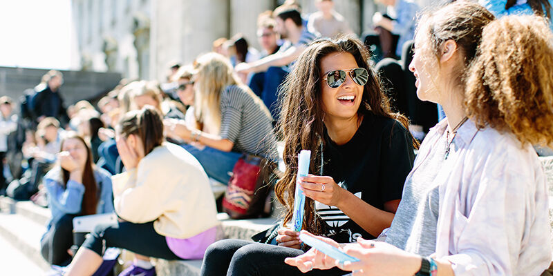 Students on Parkinson Steps for NSS