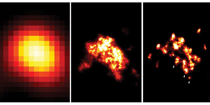 Images of nanodomains using three progressively higher resolution technologies