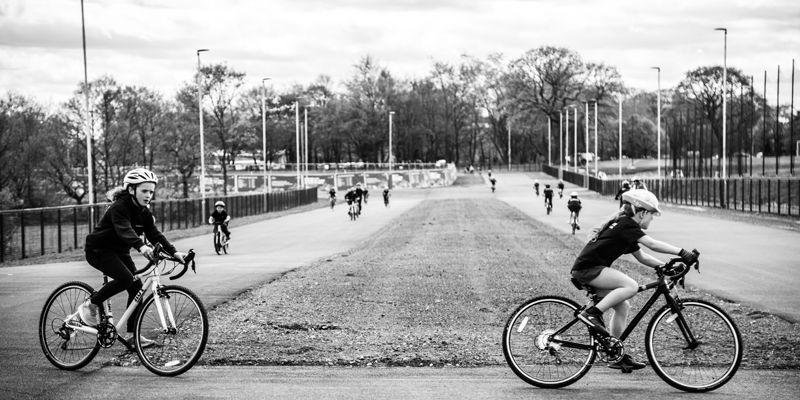 School pupils enjoy the cycle circuit at Bodington Playing Fields