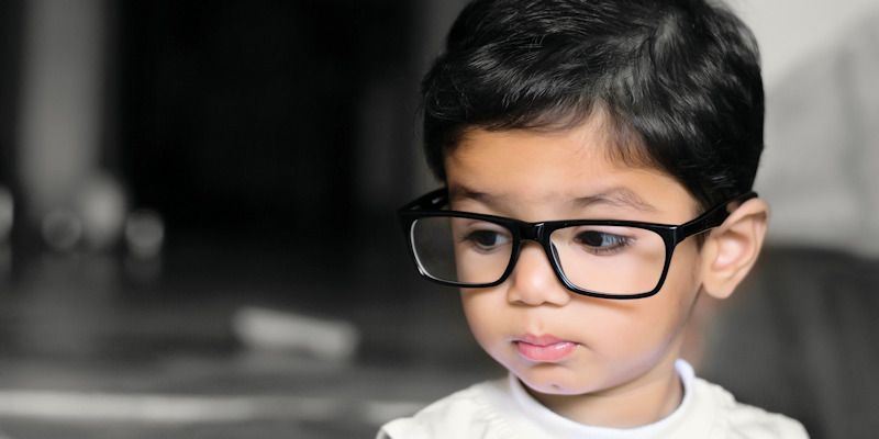 Young girl wearing glasses