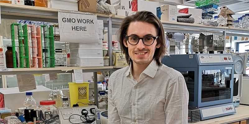 Dr Morgan Herod in a lab