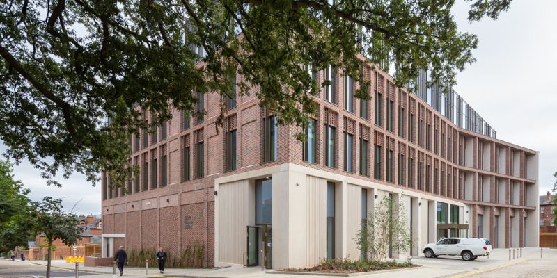 The exterior of the Esther Simpson Building.