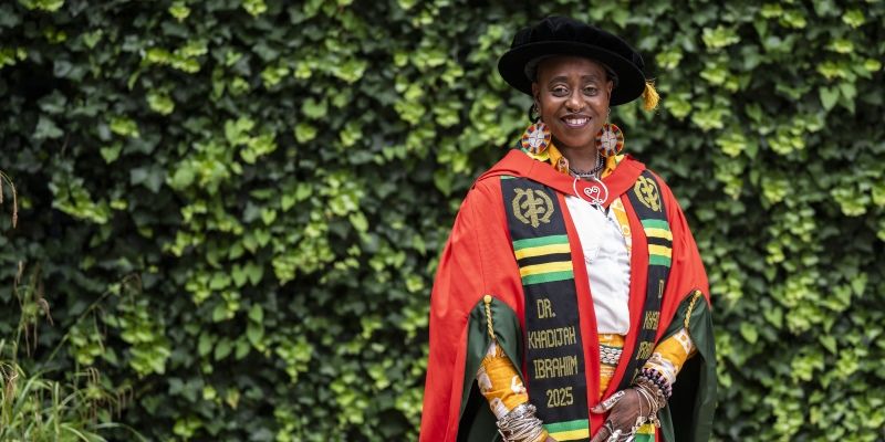 Khadijah Ibrahiim in graduation gowns