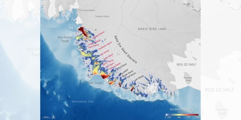 A map showing Getz Ice Shelf Glaciers