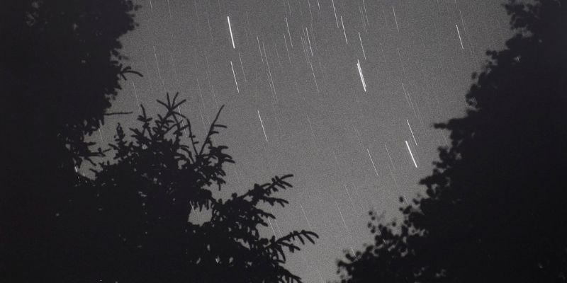 Black and white image of starry sky