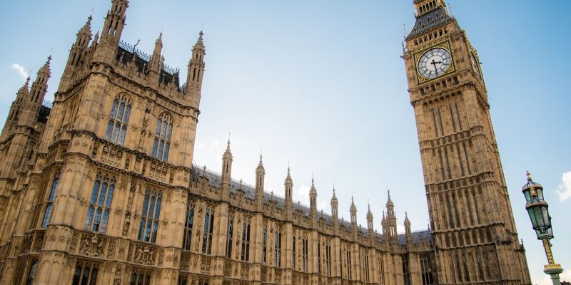 Outside the Houses of Parliament with Big Ben on the right