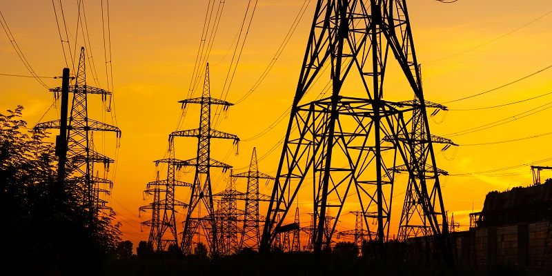 UK Pylons in the sunset