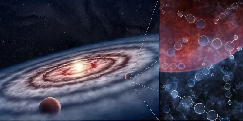 Graphic of a dust and gas cloud around a forming planet