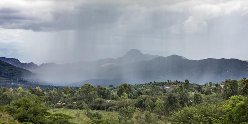 A storm appearing over an African rural landscape