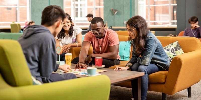 Students interacting on campus