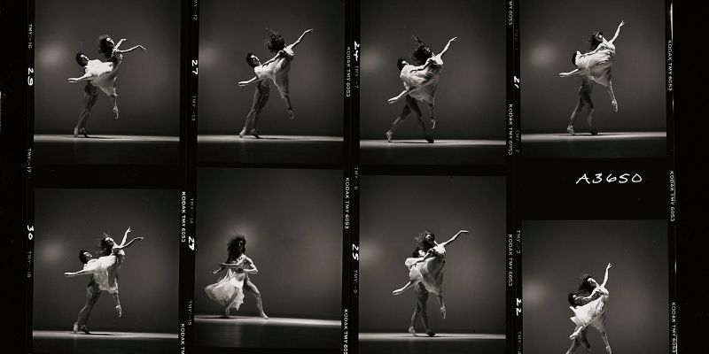 Contact sheet showing several photos of William Walker and Jayne Regan Pink as Romeo and Juliet.