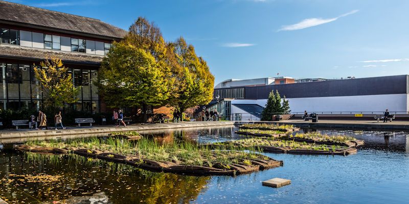 The improved Roger Stevens Pond at the University of Leeds