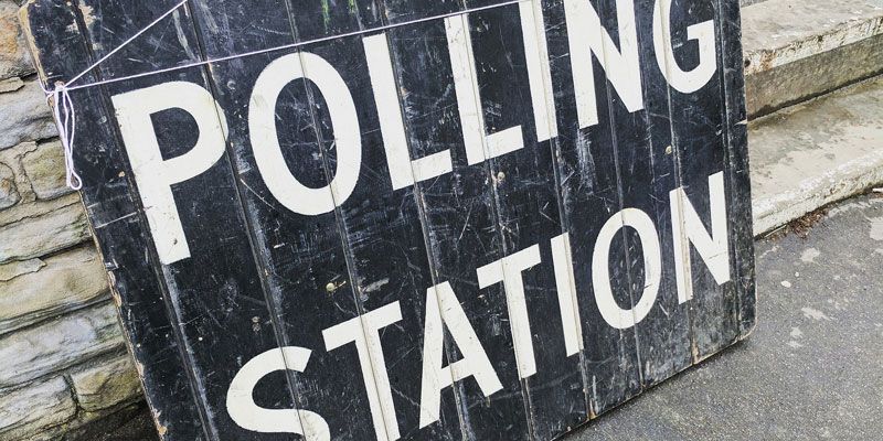 Polling station sign