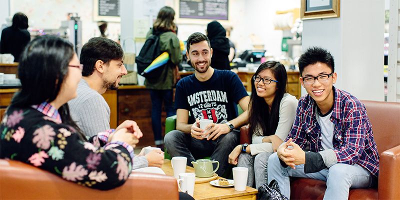 Students sat in the Hidden Cafe