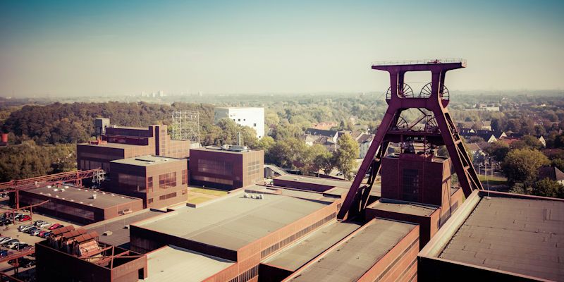 Coal mining production plant in an urban setting.