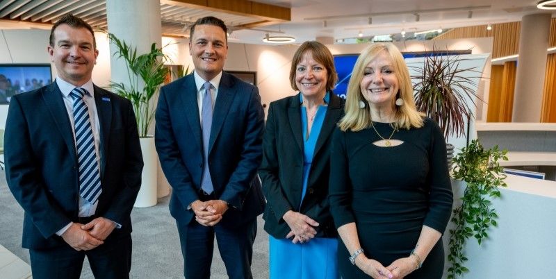 Gareth Scargill, Director of Nexus, Wes Streeting, Secretary of State for Health and Social Care, Professor Shearer West, Vice-Chancellor and President of the University of Leeds and Tracy Brabin Mayor of West Yorkshire.