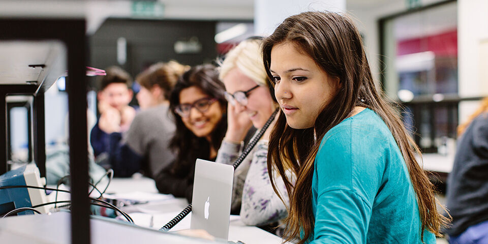 Students working