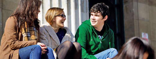 Students talking on the Parkinson Building steps