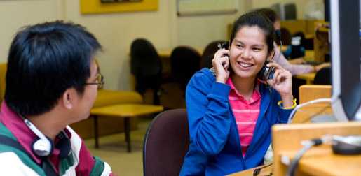 students undertaking a listening exercise