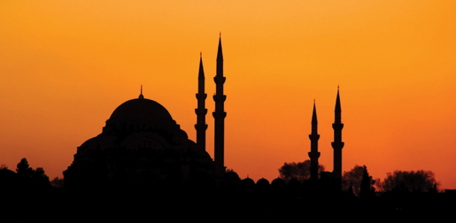 Middle eastern skyline at sunset