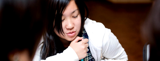 Student relaxing on campus