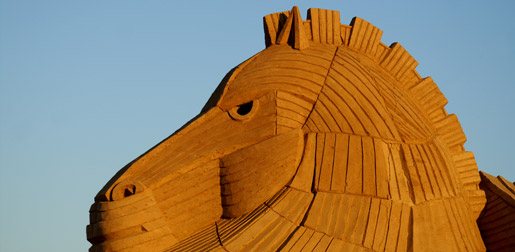 a wooden trojan horse.
