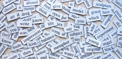 a mixture of word magnets
