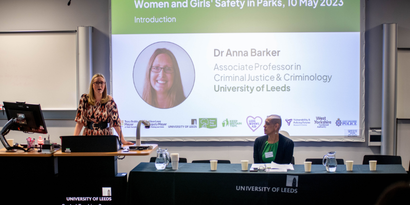 Alison Lowe OBE, the Deputy Mayor for Policing and Crime, and Dr Anna Barker at the safer parks conference