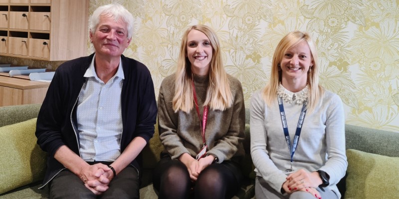 From left, Professor Andrew Hill, Leanne Shearsmith and Dr Gemma Traviss-Turner