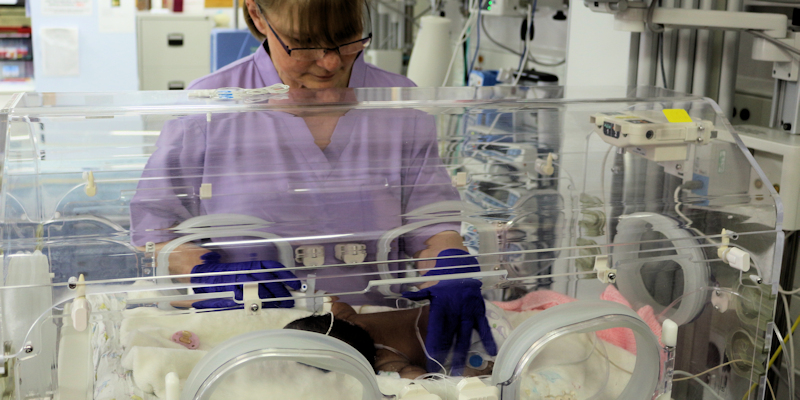 Baby in neonatal clinic