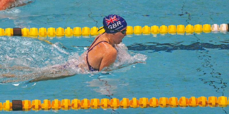 Claire Cashmore swimming in the Paralympic games for Team GB.