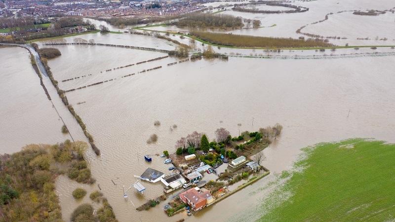 Flooding around Allerton Bywater near Castleford following a storm.